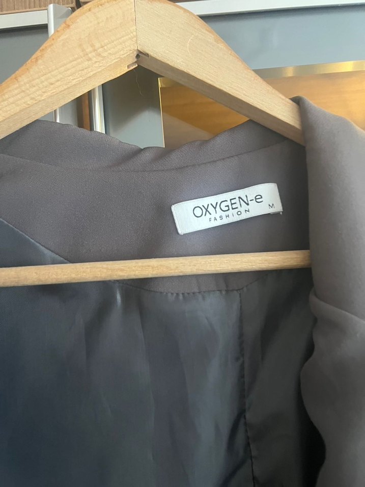 Maymoda Düğmeli Gri Kadın Blazer Ceket - Görsel 2