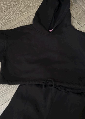 m Beden KadınSiyah Salaş Sweatshirt ve Eşofman Takımı