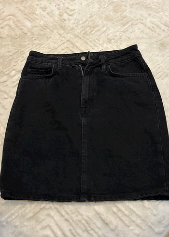 s Beden Siyah Denim Mini Etek
