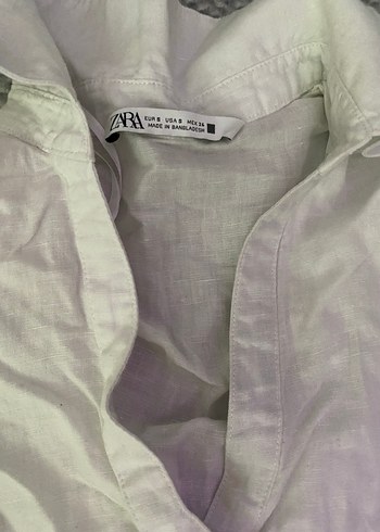 Düğmeli Beyaz Keten Midi Elbise - Görsel 2