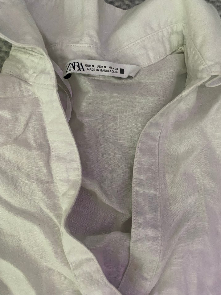 Düğmeli Beyaz Keten Midi Elbise - Görsel 2