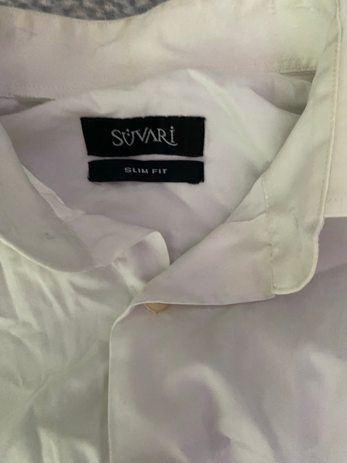 Beyaz Keten Erkek Gömlek, Uzun Kollu, Yaka Detaylı - Görsel 2