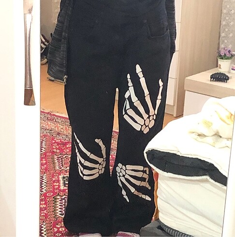 s Beden İskeletli pantolon gotik