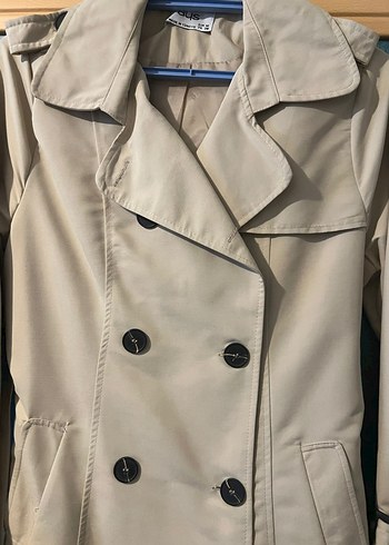 Bej Kadın Uzun Trençkot vizyon - Görsel 3