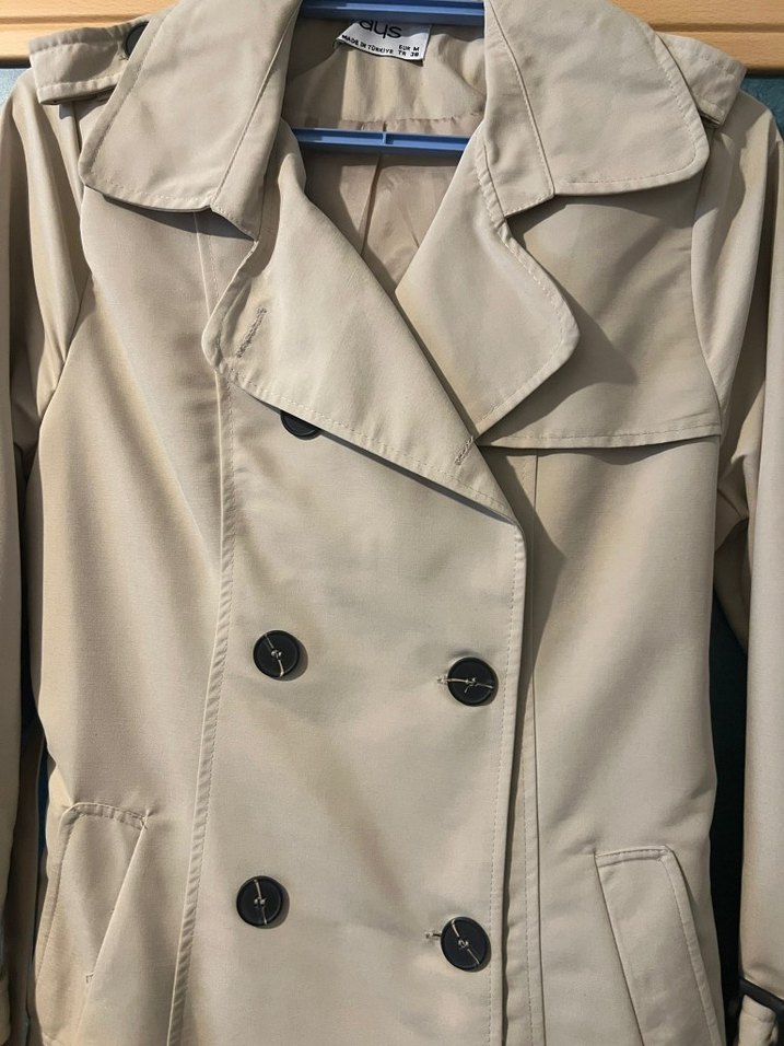 Bej Kadın Uzun Trençkot vizyon - Görsel 3