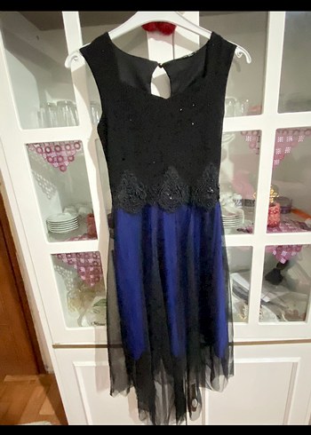 Diğer Uzun Lacivert Drapeli Gotik Abiye Elbise