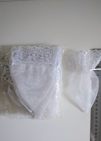 15 adet Beyaz Güpürlü Organze Keseler - Görsel 3