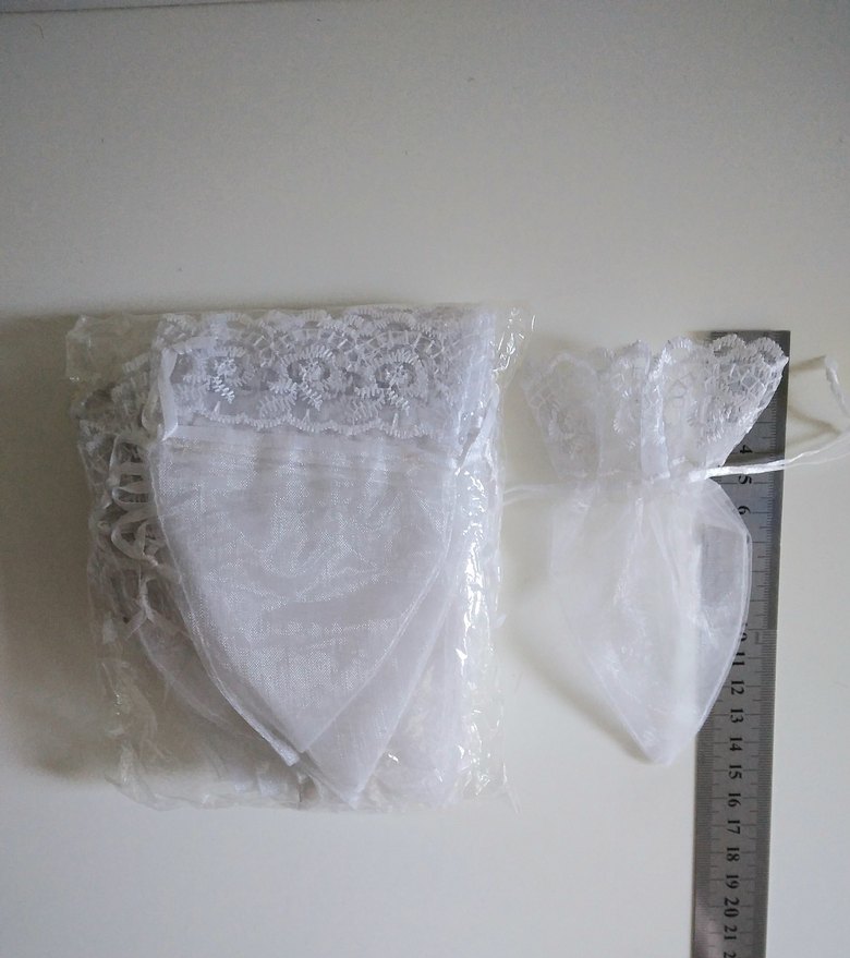 15 adet Beyaz Güpürlü Organze Keseler - Görsel 3