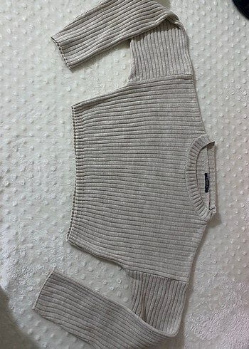 Bej rengi fitilli crop - Görsel 4