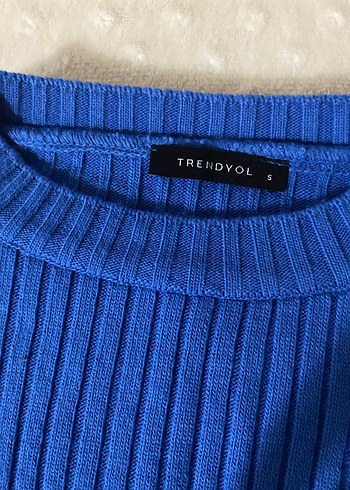 Trendyol mavi fitilli oversize crop - Görsel 4