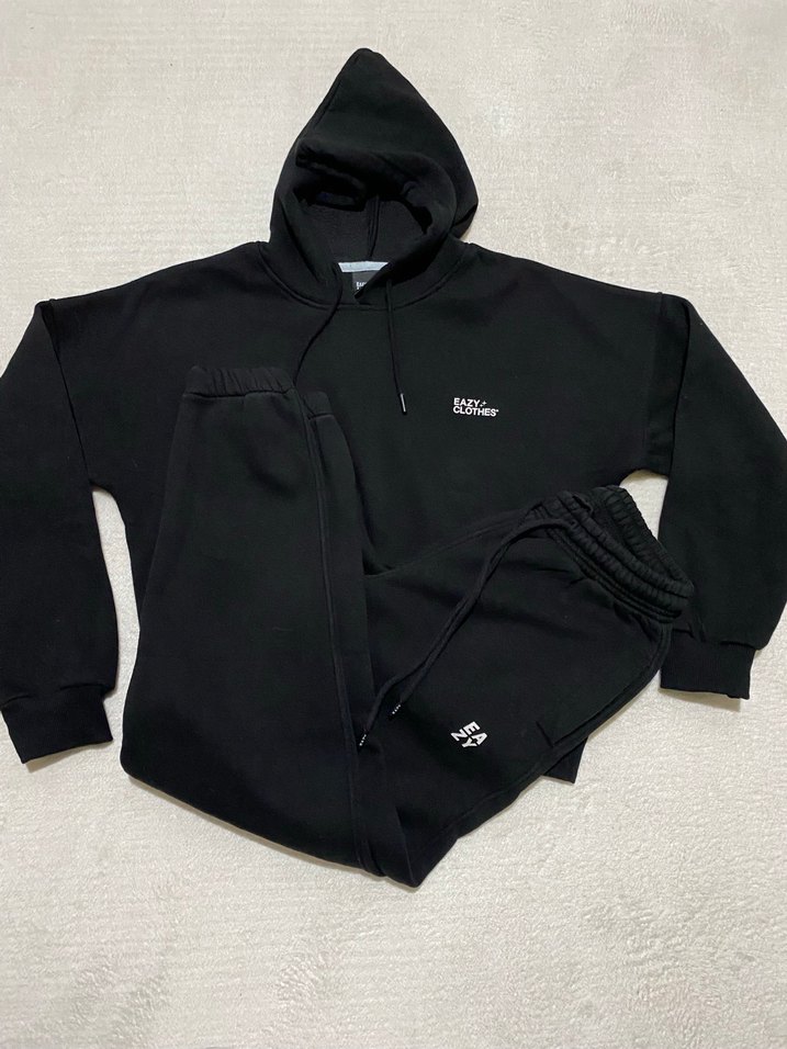 Siyah Kapüşonlu Kadın Eşofman Takımı - Görsel 2