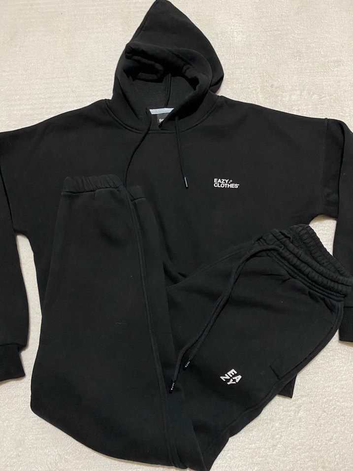 Siyah Kapüşonlu Kadın Eşofman Takımı - Görsel 3