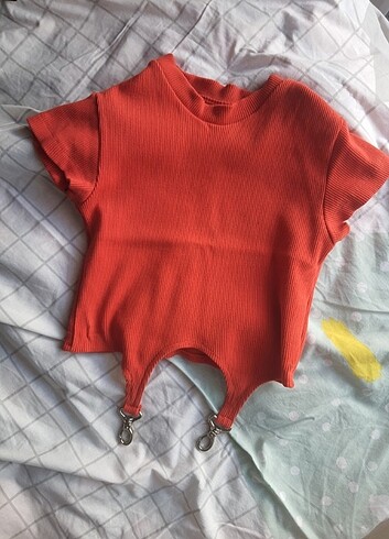 Nar çiçeği yarım kollu crop top