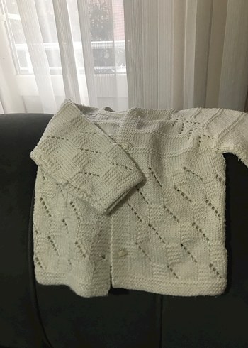 Beyaz Örgü Kız Çocuk Hırka - Görsel 2