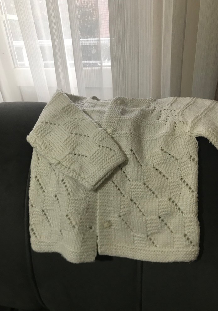 Beyaz Örgü Kız Çocuk Hırka - Görsel 2