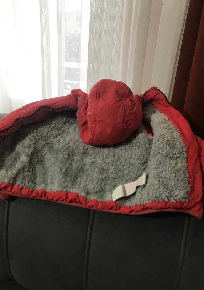 Kapüşonlu Kırmızı Erkek çocuk Mont - Görsel 2