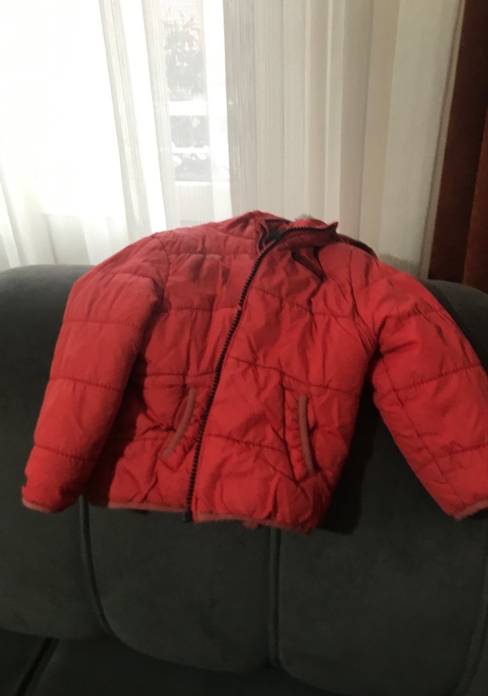 Kapüşonlu Kırmızı Erkek çocuk Mont - Görsel 3