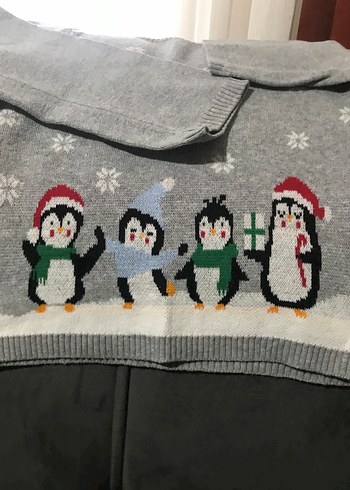 Kız Çocuk Gri Örgü Kazak - Görsel 3