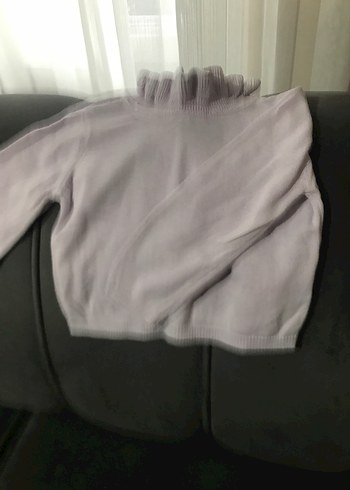 Kız Çocuk Lila Fırfırlı Triko Kazak - Görsel 2