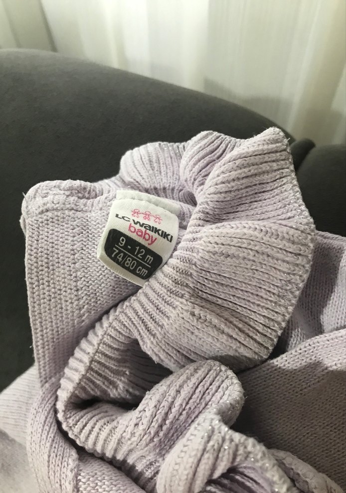 Kız Çocuk Lila Fırfırlı Triko Kazak - Görsel 3