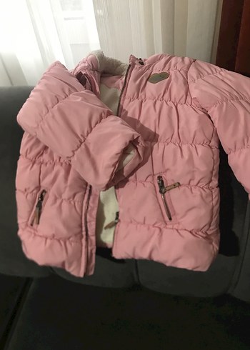 Kız Çocuk Pembe Kapüşonlu Mont - Görsel 2