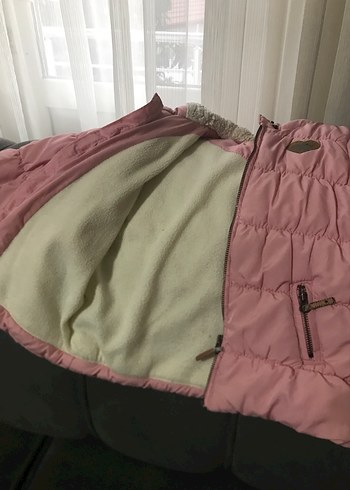 Kız Çocuk Pembe Kapüşonlu Mont - Görsel 3