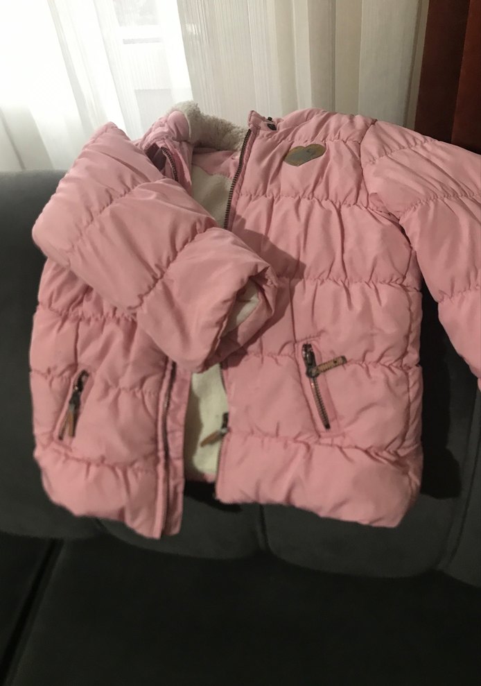 Kız Çocuk Pembe Kapüşonlu Mont - Görsel 2