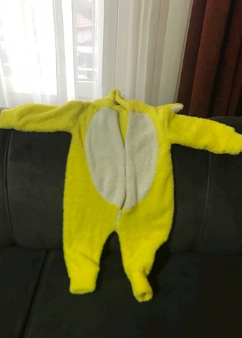 Renkli Nakışlı Sarı Örgü Köpek Desenli Tulum - Görsel 2