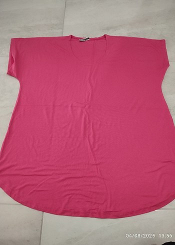 Pembe V Yaka Kadın Tişört