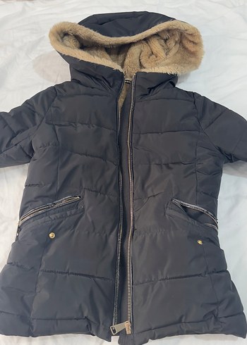 Kürklü Siyah Kadın Kışlık Zara Mont XS beden
