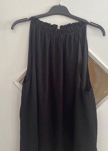H&M Siyah Midi Yüksek Yakalı Kolsuz