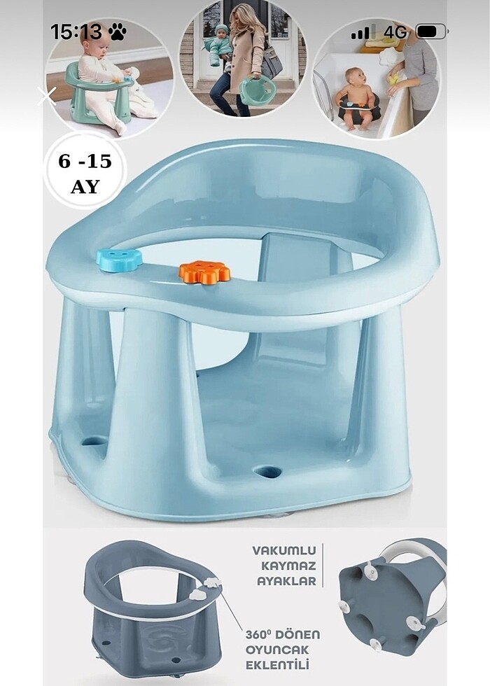 Vakum tabanlı bebek mama sandalyesi - Görsel 2