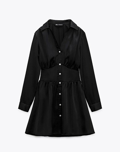 Zara Zara siyah saten elbise