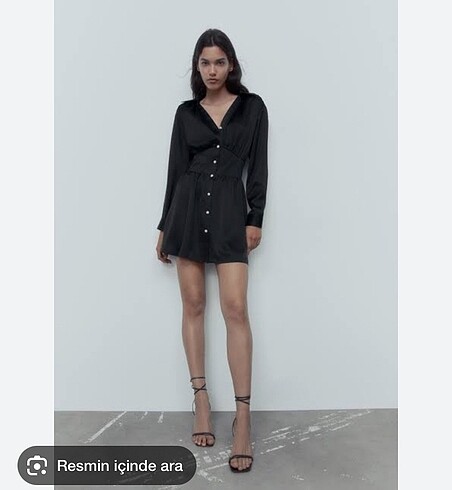 Zara siyah saten elbise