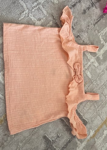 Kız Çocuk Pembe Keten Volanlı Askılı Bluz