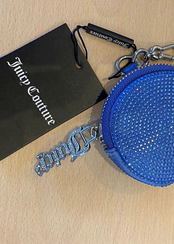 Juicy Couture Mavi Parlak Payetli Kadın Anahtarlık cüzdan