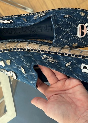 41 Beden mavi Renk Karl LAGERFELD Mavi Nakışlı Denim Kadın Espadril