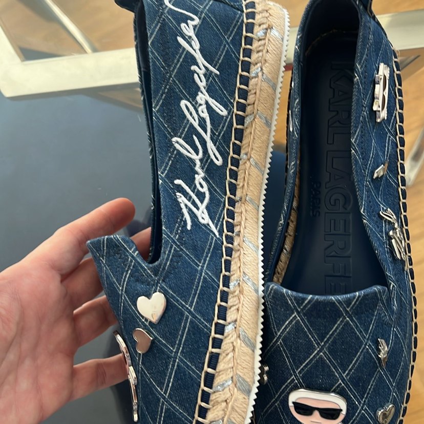 Karl LAGERFELD Mavi Nakışlı Denim Kadın Espadril - Görsel 2