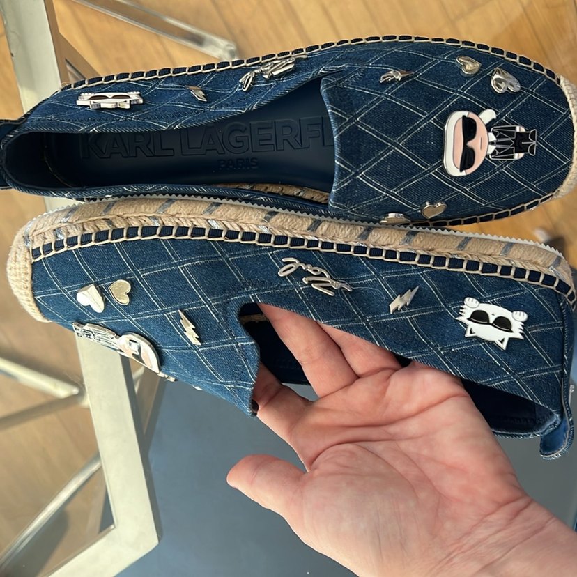 Karl LAGERFELD Mavi Nakışlı Denim Kadın Espadril - Görsel 3