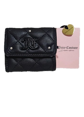 Juicy Couture Siyah Suni Deri İşlemeli Kadın Cüzdanı