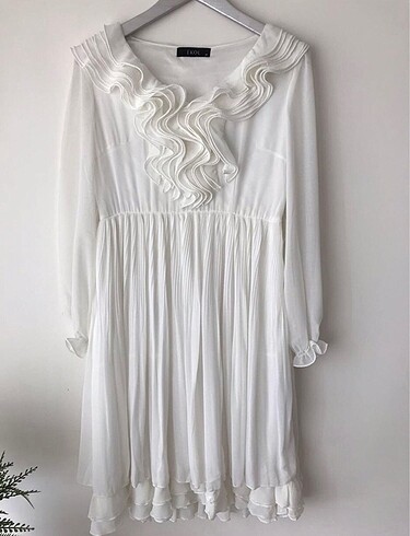 38 Beden beyaz Renk Ekol Abiye Elbise