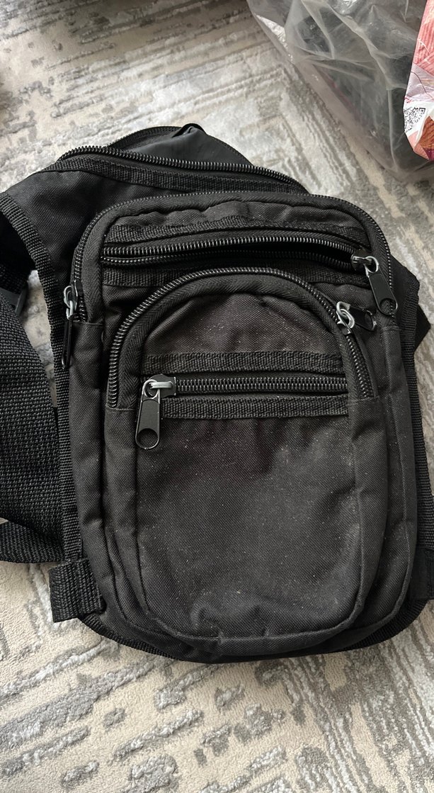 Siyah Fermuarlı Erkek Bacak Çantası - Görsel 2