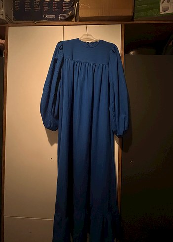 Lacivert Uzun Kol Bohem Kadın Elbise - Görsel 2