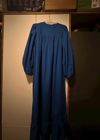 Lacivert Uzun Kol Bohem Kadın Elbise - Görsel 4