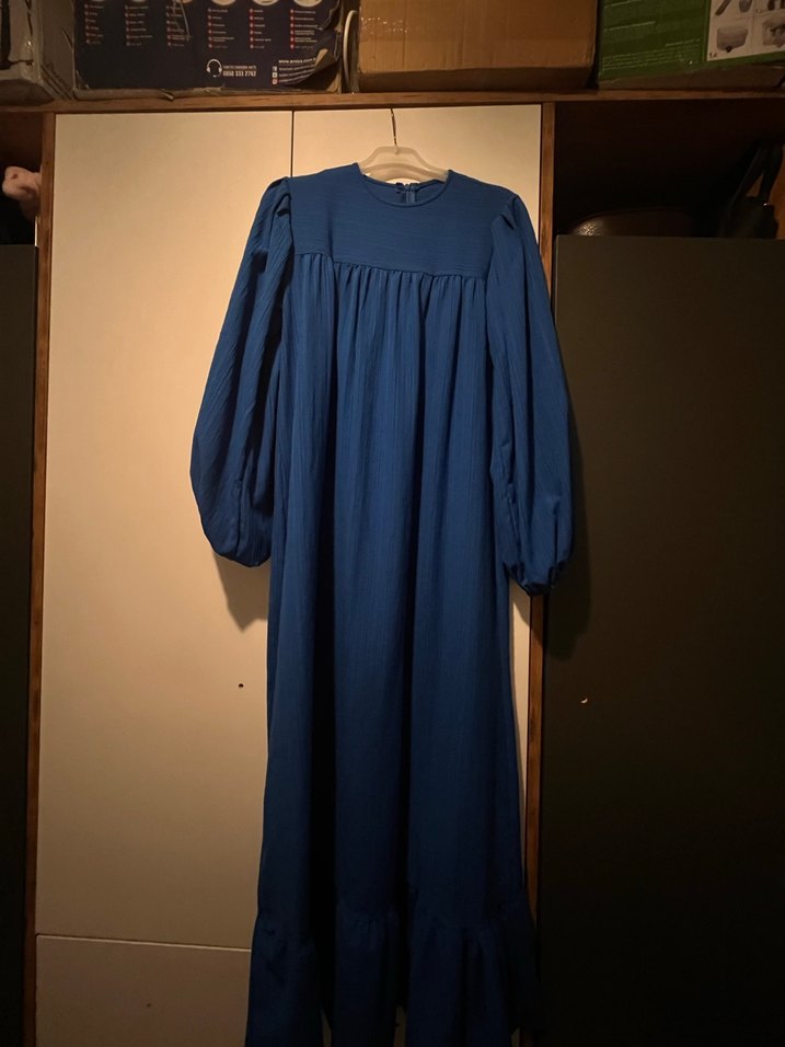 Lacivert Uzun Kol Bohem Kadın Elbise - Görsel 2