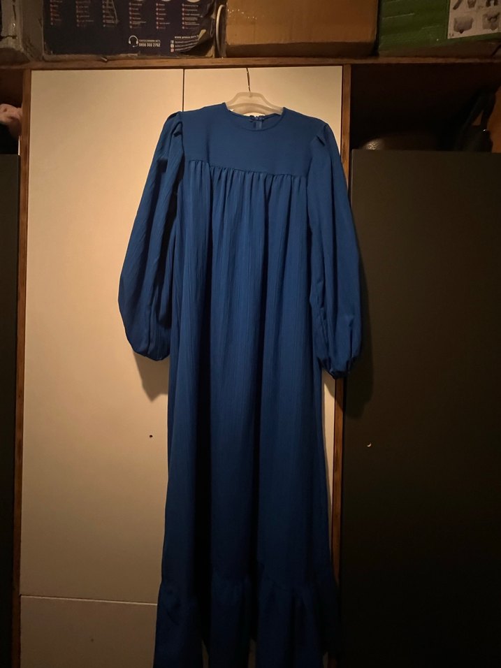 Lacivert Uzun Kol Bohem Kadın Elbise - Görsel 4