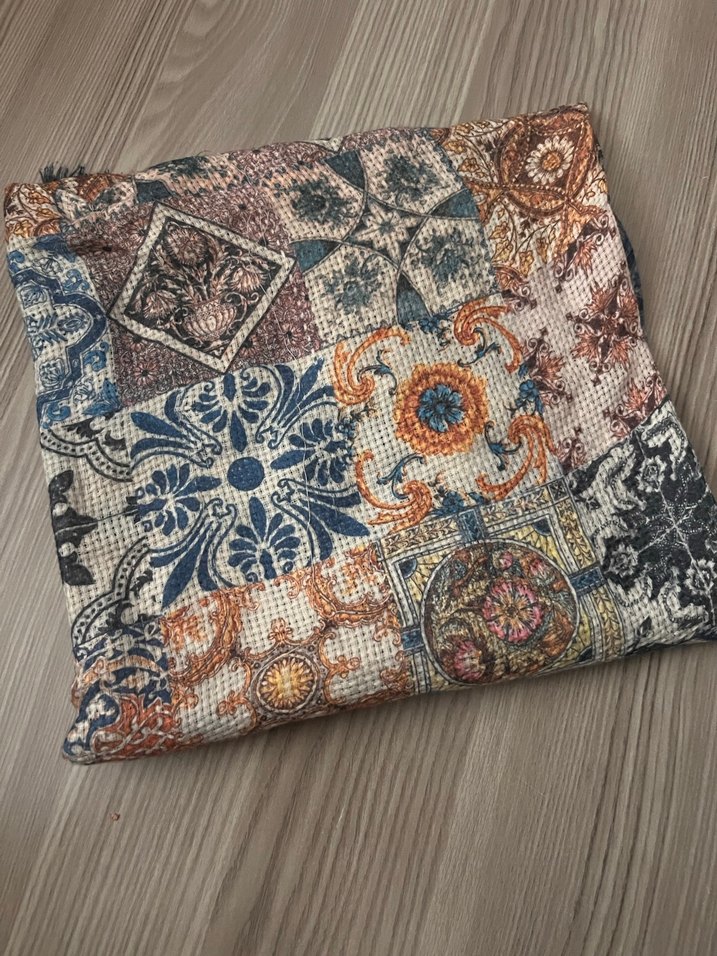 Bohem Çok Renkli Desenli eşarp - Görsel 2