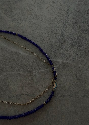 Mavi Boncuklu Kısa Kadın Kolye - Görsel 2