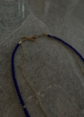 Mavi Boncuklu Kısa Kadın Kolye - Görsel 3