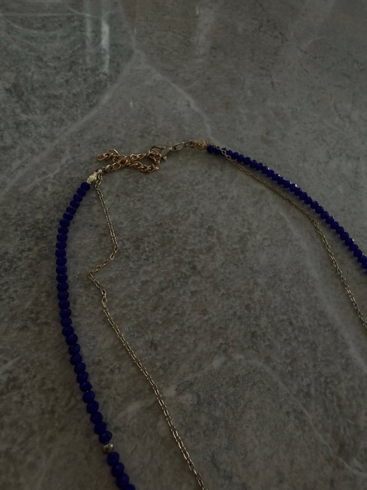 Mavi Boncuklu Kısa Kadın Kolye - Görsel 3